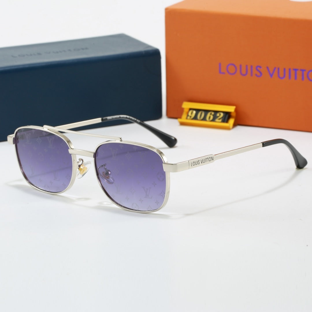 Louis vuitton Metal Double Bridge Square Sunglasses with Monogram Temples 9062 Square