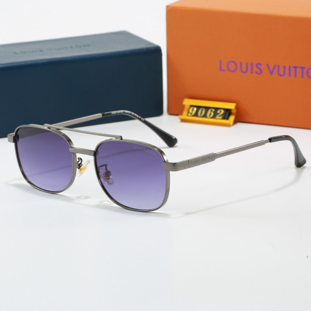 Louis vuitton Metal Double Bridge Square Sunglasses with Monogram Temples 9062 Square