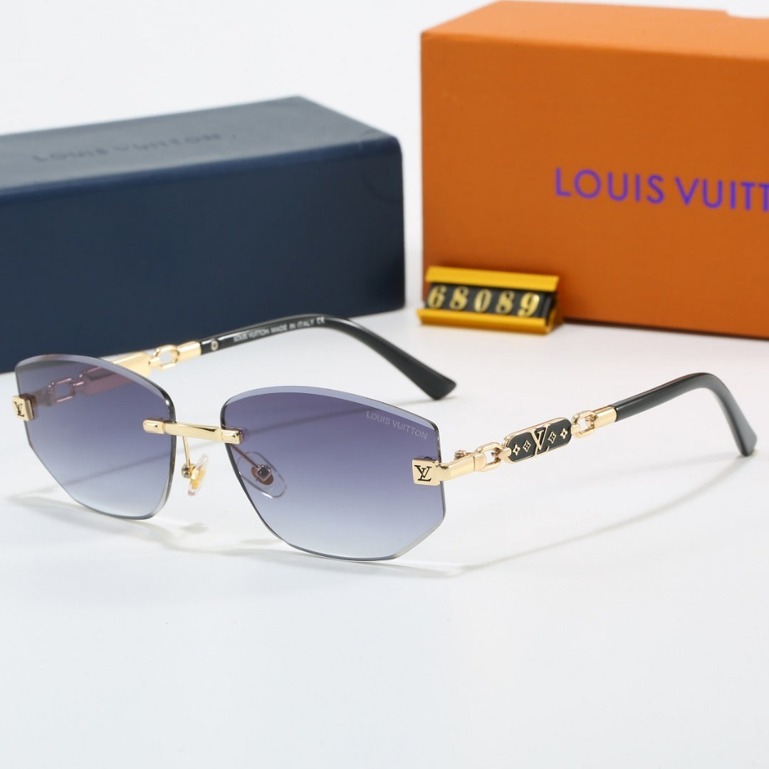 Louis vuitton Rimless Polygon Sunglasses with Monogram Details 68089 Mixed