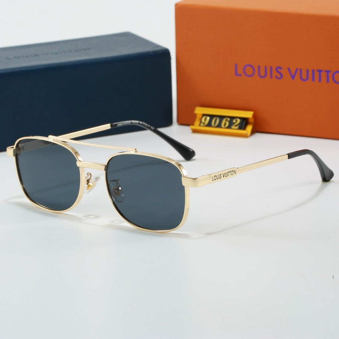Louis vuitton Metal Double Bridge Square Sunglasses with Monogram Temples 9062 Square