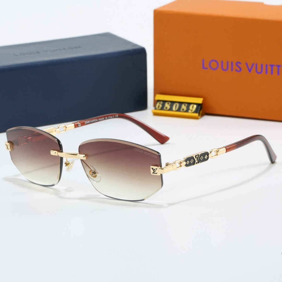 Louis vuitton Rimless Polygon Sunglasses with Monogram Details 68089 Mixed