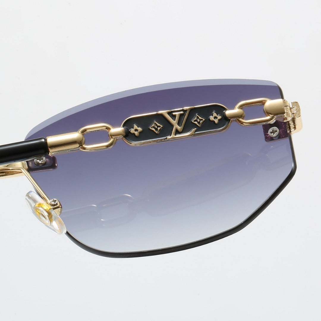 Louis vuitton Rimless Polygon Sunglasses with Monogram Details 68089 Mixed